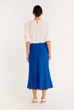 Pure Linen Bias Skirt / Cobalt
