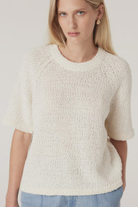 Boucle Knit Crew Top / Milk
