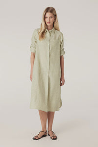 Pure Linen Shirt Dress / Pistachio