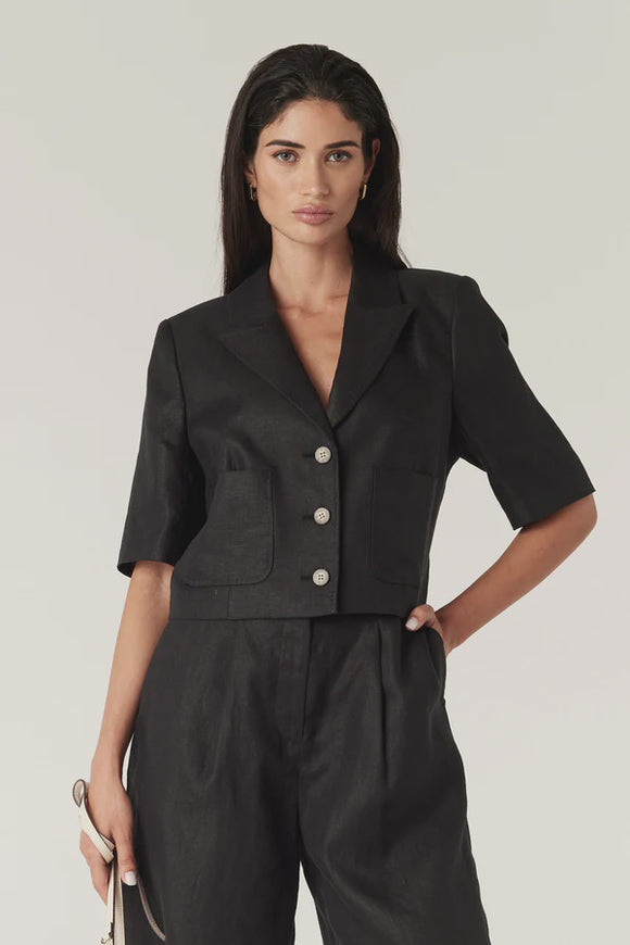 Elm Linen Blazer / Black