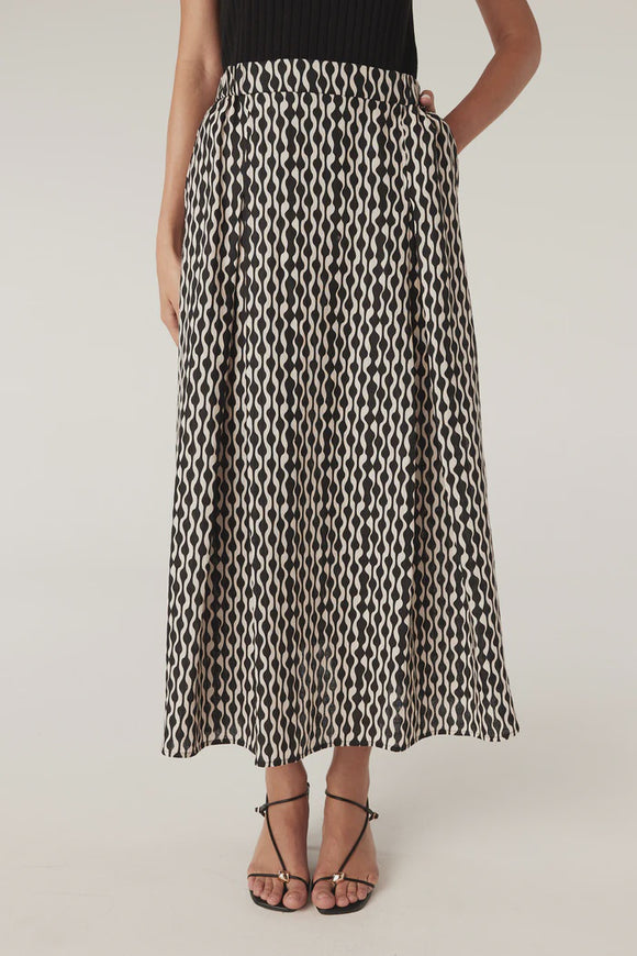 Drift Linen Skirt / Ripple Print