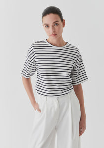 Archie Stripe Tee / White & Navy