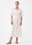 Avaline Linen Shirt Dress / Ecru