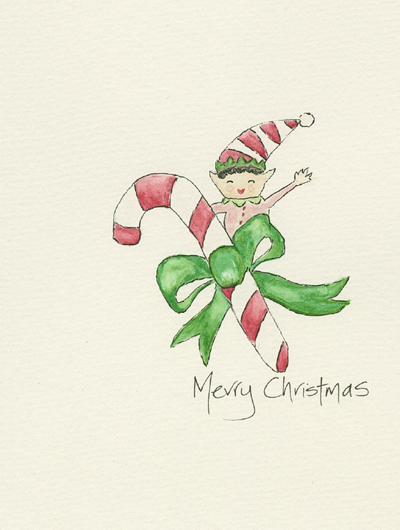 ECRIRE Card / Elf Candy Cane