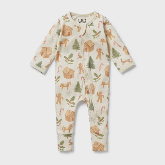 Zipsuit with Feet / Holly Jolly Magic