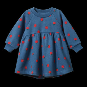 Ines Dress/ Raspberry Blue Print