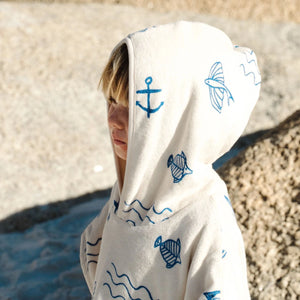 Cotton Poncho Towel / Atlantic Print