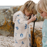 Cotton Poncho Towel / Atlantic Print