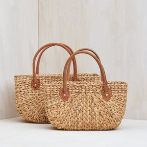 Harvest Basket With Tan Leather Handles