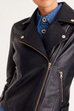 Smith Leather Biker Jacket / Navy