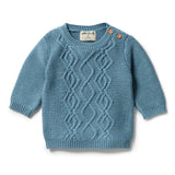 Knitted Cable Jumper / Bluestone