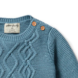 Knitted Cable Jumper / Bluestone